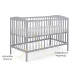 Tomi patut copii din lemn 120x60 cm Gri cu ursuleti