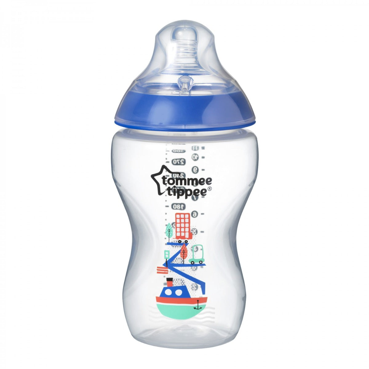 Tommee Tippee biberon 340 ml Closer To Nature 3m+, Albastru cu vapor Imagine principală a produsului