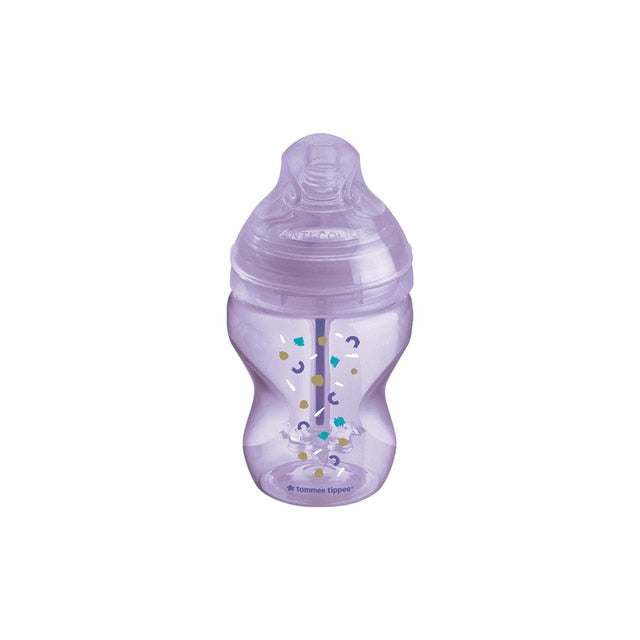 Tommee Tippee Biberon Advanced Anticolic cu tetina flux lent si senzor de temperatura 260 ml, Girl 01 Imagine principală a produsului