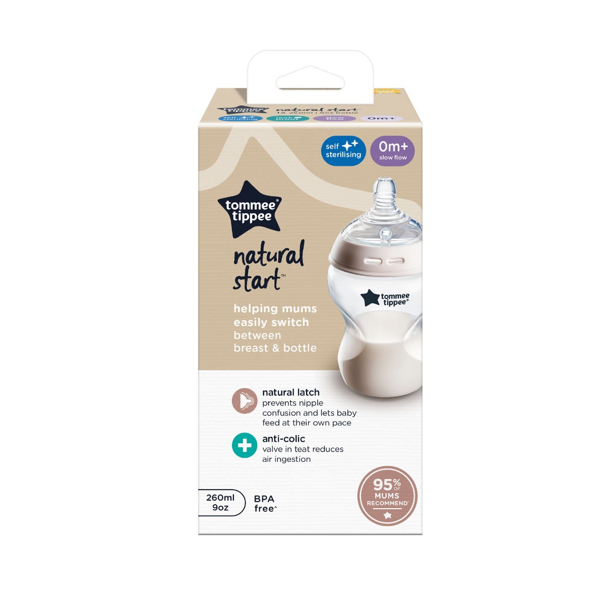 Tommee Tippee biberon cu autosterilizare Natural Start 260 ml 0m+