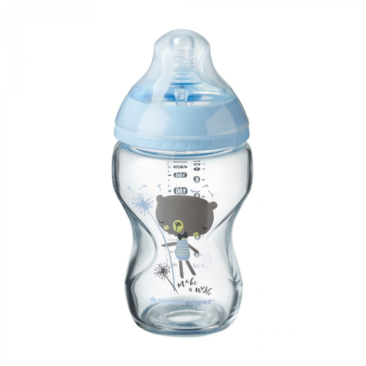 Tommee Tippee biberon sticla Closer To Nature 250 ml 0m+ Albastru cu ursulet
