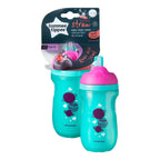 Tommee Tippee cana cu pai izoterma Straw 12m+ Roz/Turquoise