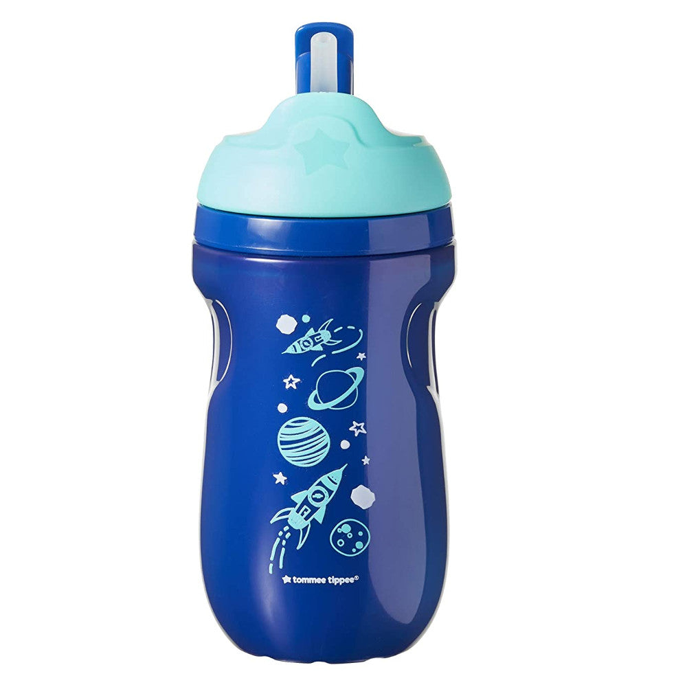 Tommee Tippee cana cu pai izoterma Straw 260 ml 12m+ Bleumaren/verde