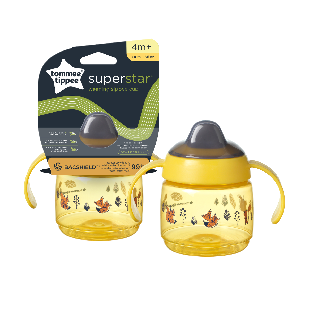 Tommee Tippee cana Super Star 190 ml 4m+ Galben