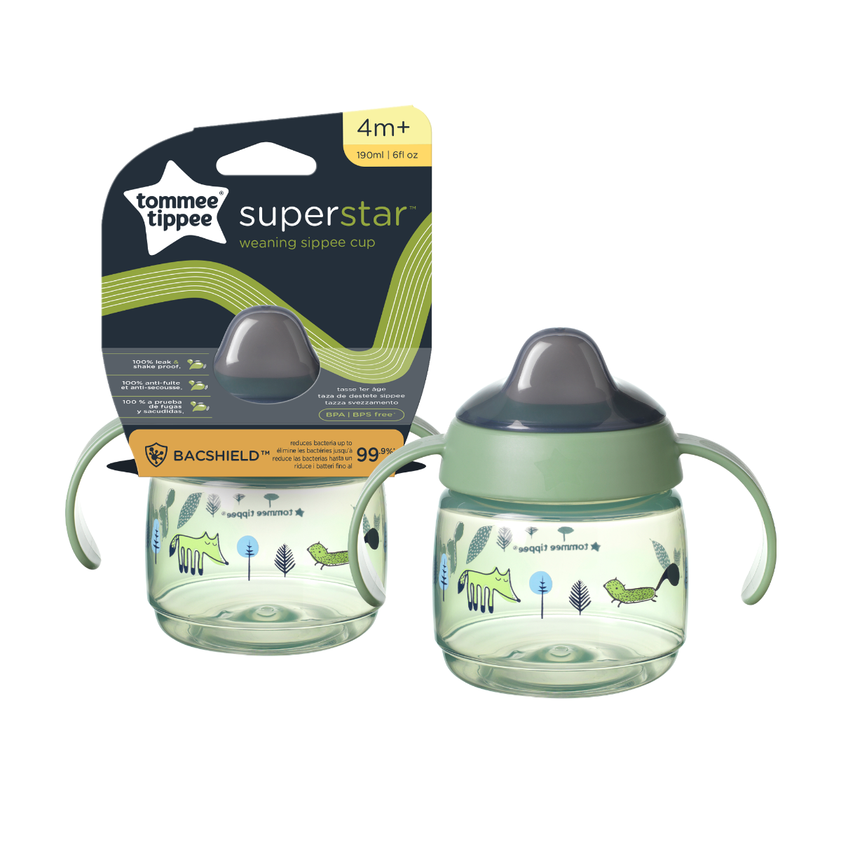 Tommee Tippee cana Super Star 190 ml 4m+ Verde