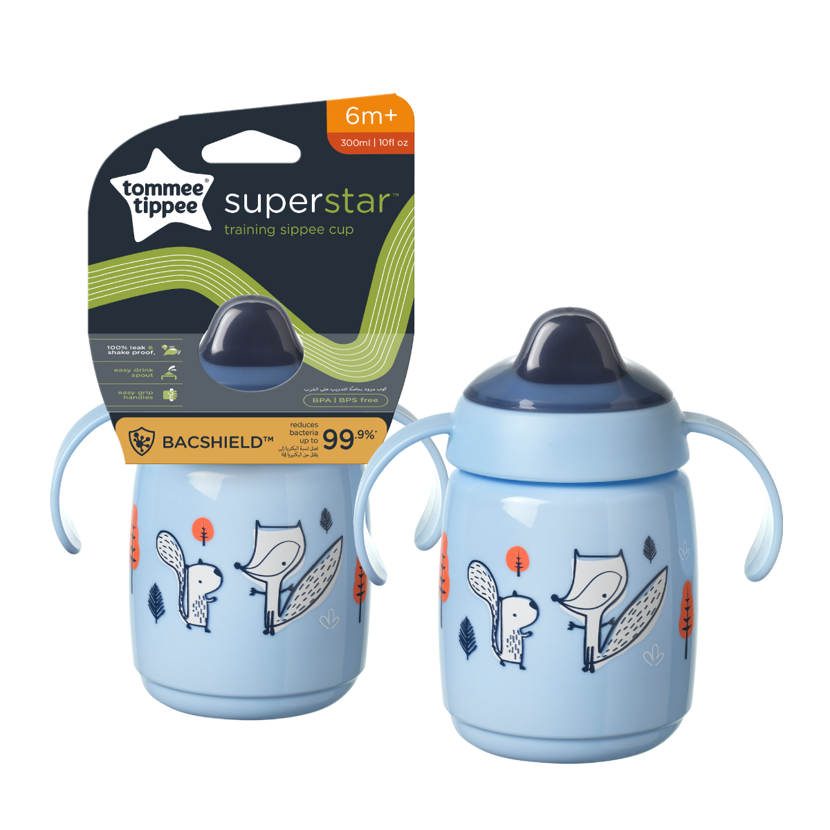 Tommee Tippee cana Super Star 300 ml 6m+ Albastru