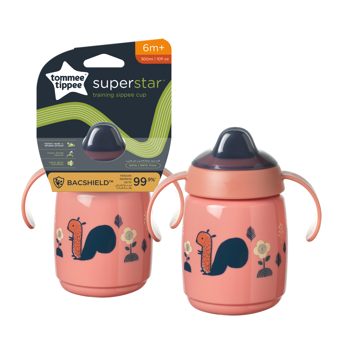 Tommee Tippee cana Super Star 300 ml 6m+ Roz