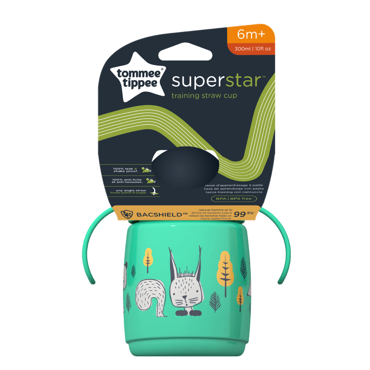 Tommee Tippee cana Super Star 300 ml 6m+ Verde