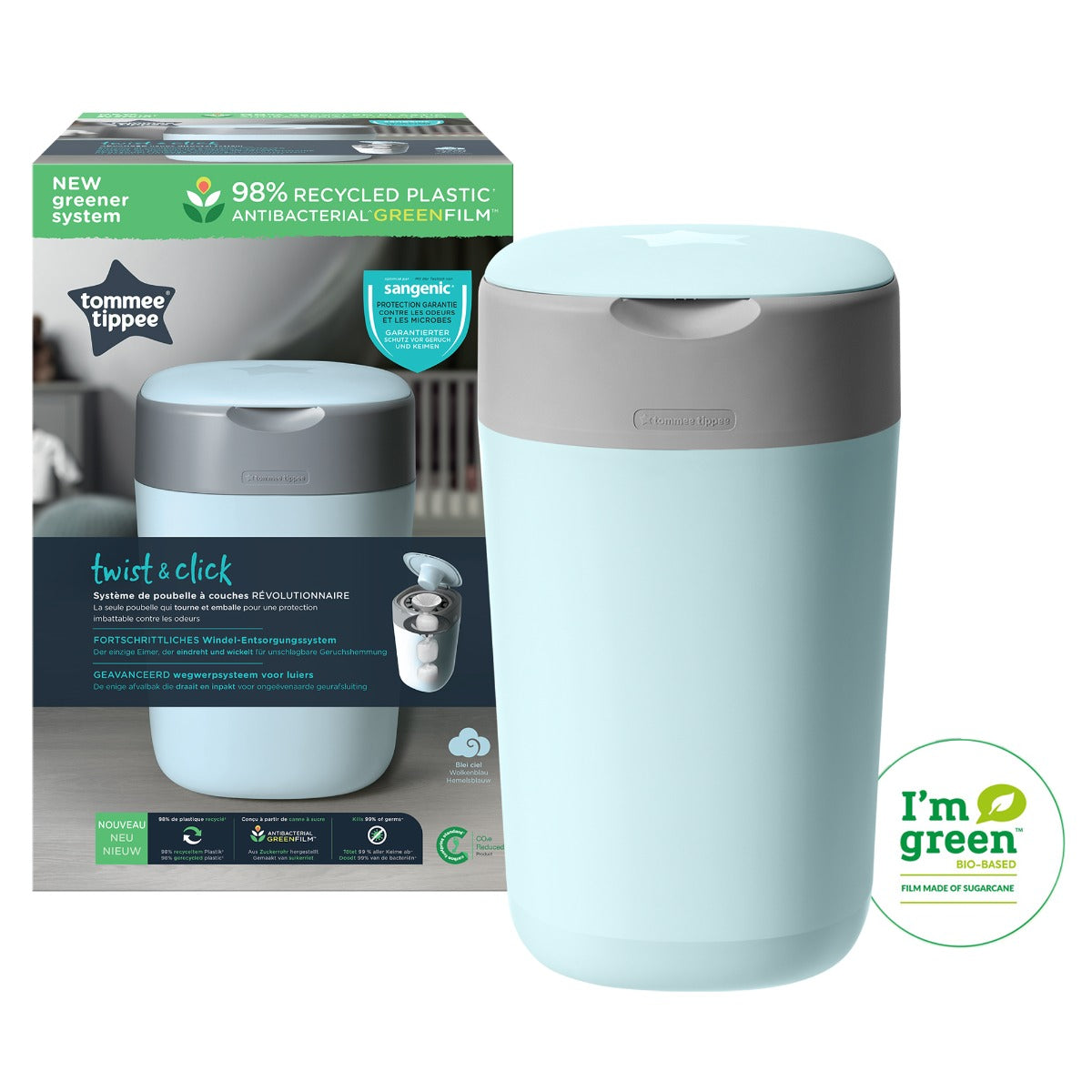 Tommee Tippee cos sangenic Twist&Click cu 1 rezerva, Blue