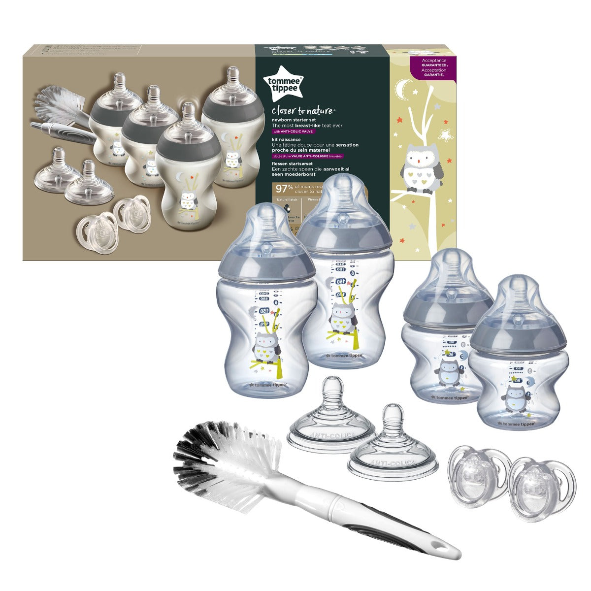 Tommee Tippee kit biberoane nou-nascut Closer To Nature 0m+ Bufnita Imagine principală a produsului