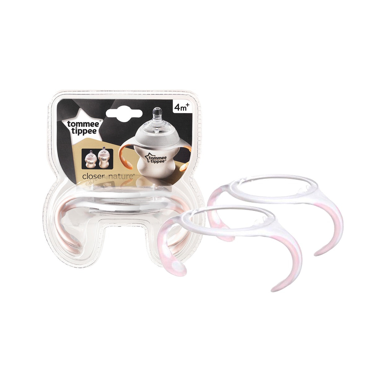 Tommee Tippee maner pentru biberon Closer To Nature 4m+, 2 buc Roz