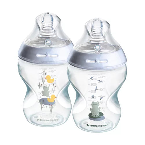 Tommee Tippee set 2 biberoane 260 ml Natural Start, Ratusca si broscuta Imagine secundară a produsului