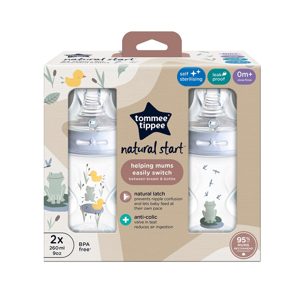 Tommee Tippee set 2 biberoane 260 ml Natural Start, Ratusca si broscuta
