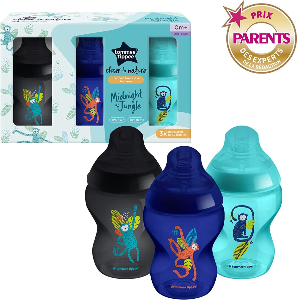Tommee Tippee set 3 biberoane Closer To Nature 260 ml 0m+ Boy