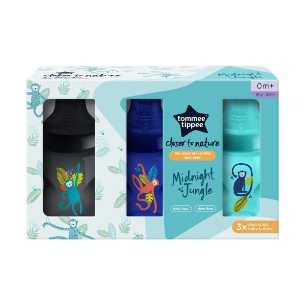 Tommee Tippee set 3 biberoane Closer To Nature 260 ml 0m+ Boy
