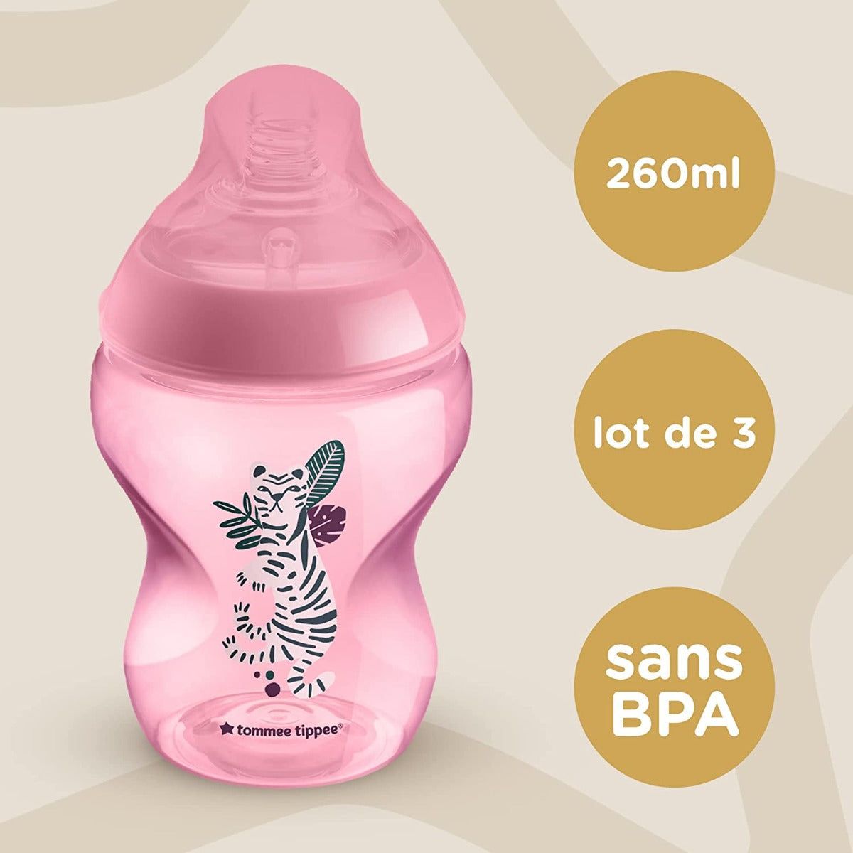 Tommee Tippee set 3 biberoane Closer To Nature 260 ml 0m+ Girl