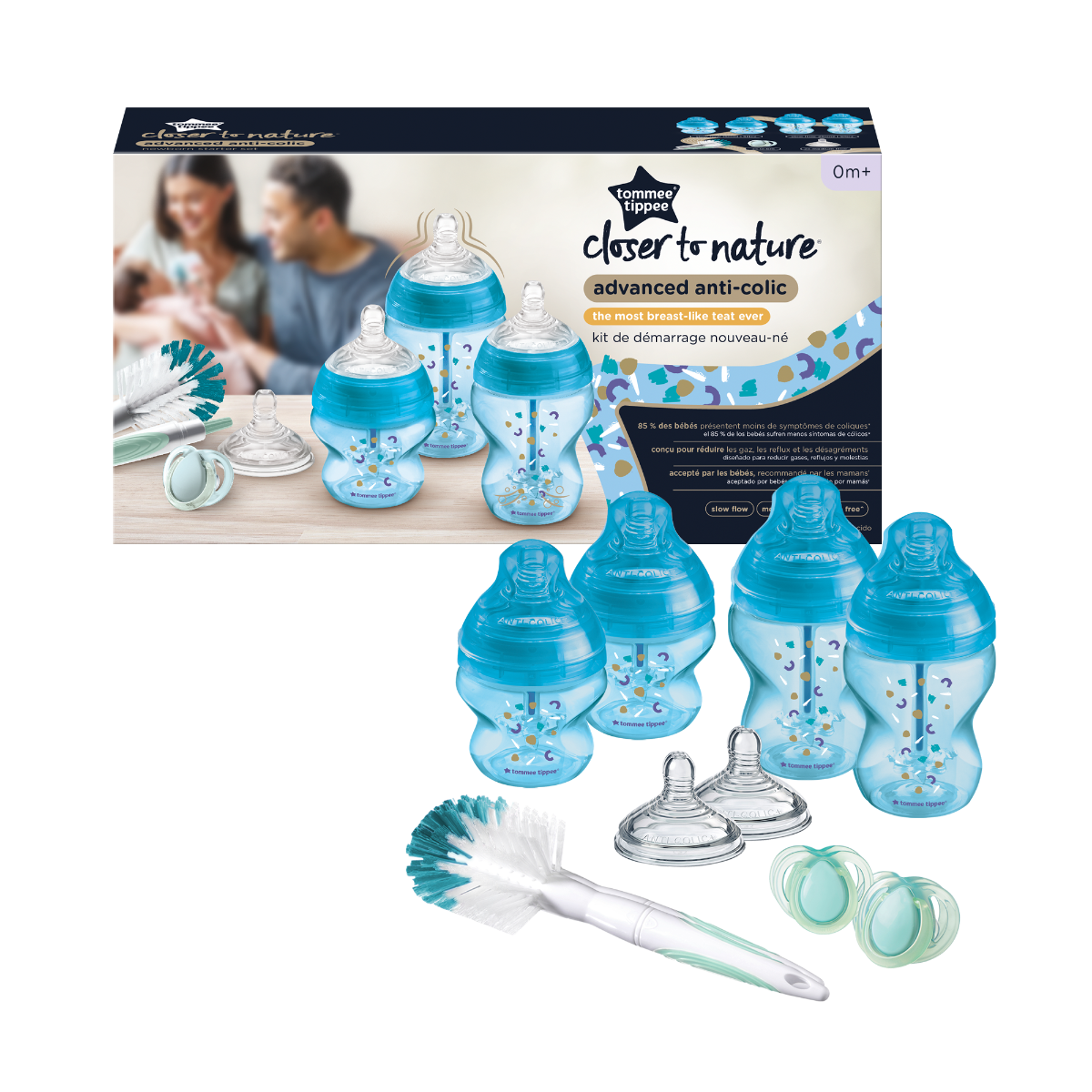 Tommee Tippee set kit biberoane Closer To Nature Advanced Anti-Colic 0m+ Albastru
