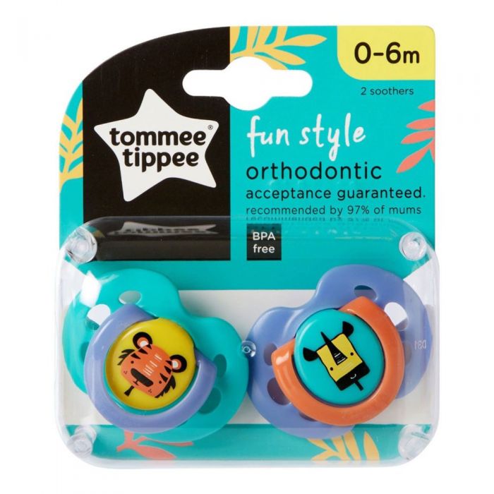 Tommee Tippee suzeta silicon ortodontica Fun Style 0-6 luni, 2 buc Imagine principală a produsului