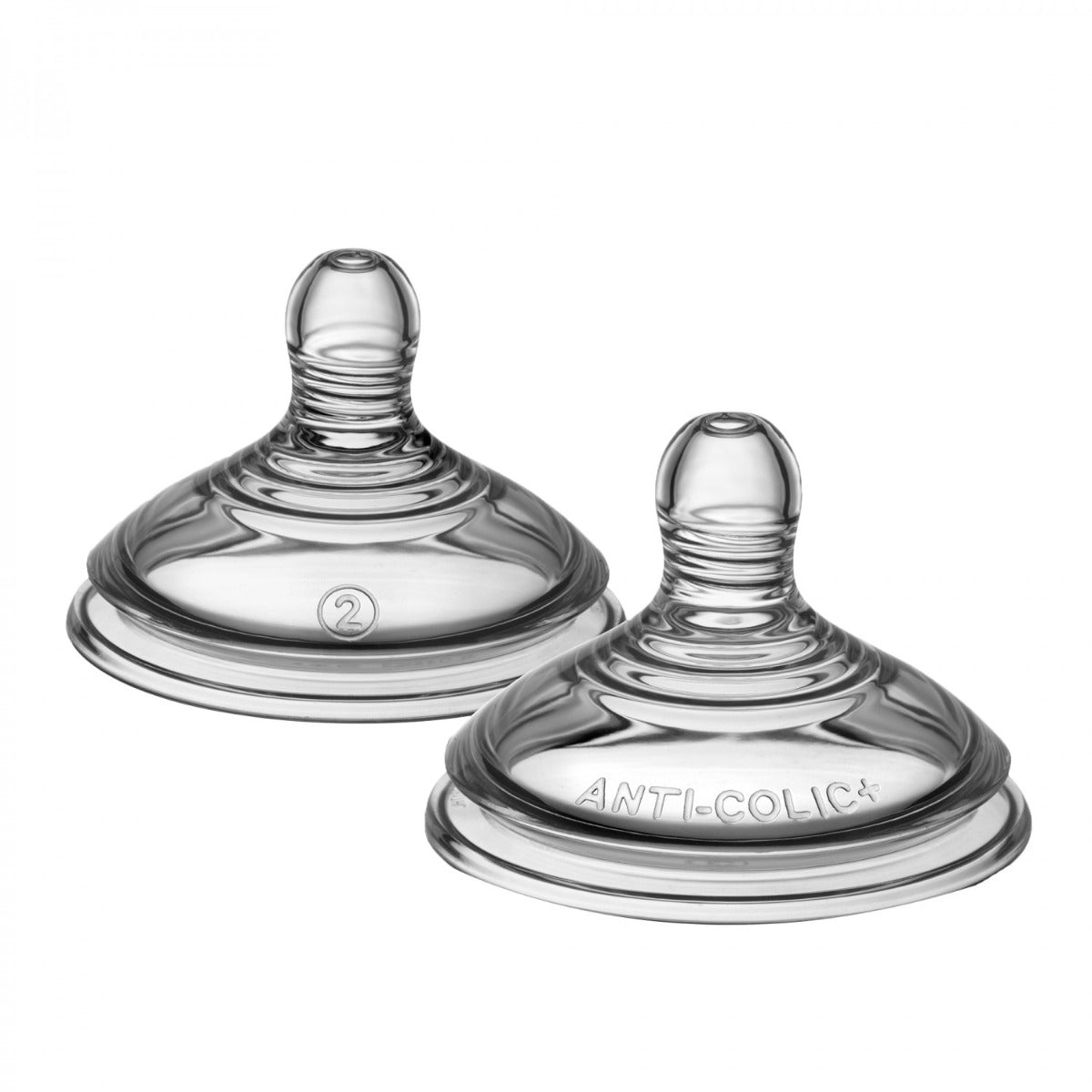 Tommee Tippee Tetine din silicon 2 buc/set, flux mediu cu 2 orificii, 3m+