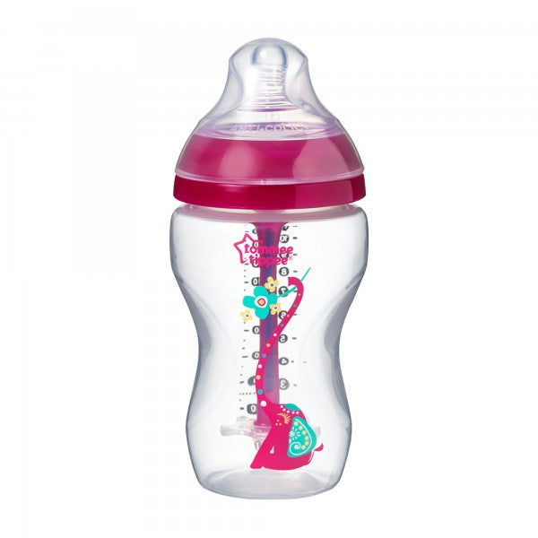 Tommee Tippee Biberon Advanced Anticolic cu tetina flux mediu si senzor de temperatura 3 luni+, 340 ml, Girl 01 Imagine principală a produsului