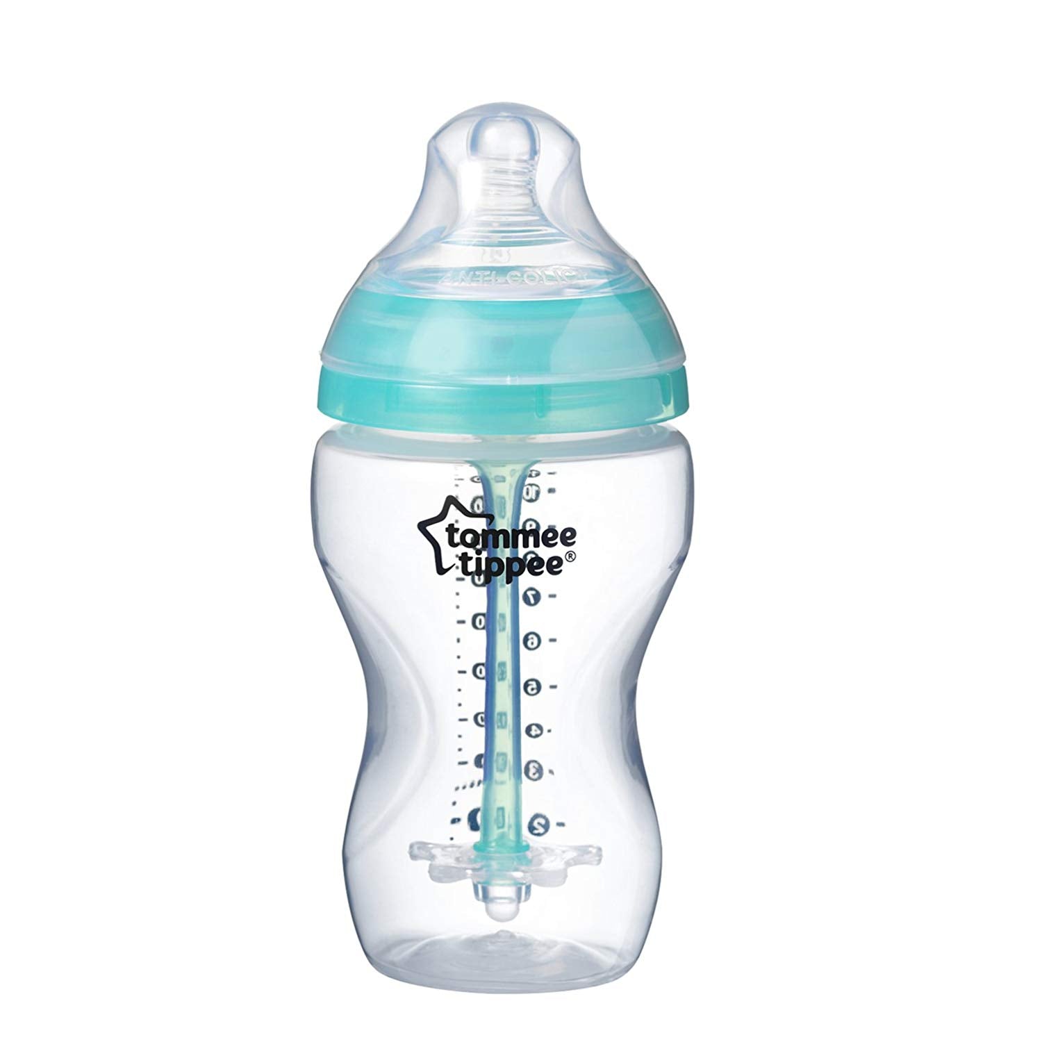 Tommee Tippee Biberon Advanced Anticolic cu tetina flux mediu si senzor de temperatura 3 luni+, 340 ml, Green 01 Imagine principală a produsului
