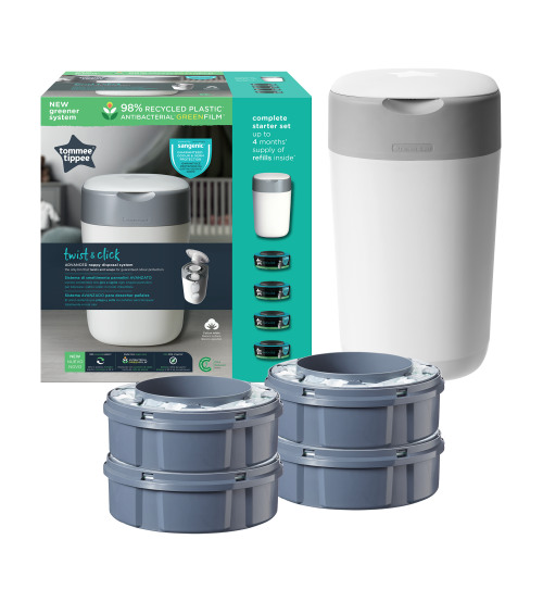 Tommee Tippee cos sangenic Twist&Click cu 4 rezerve, Alb 01