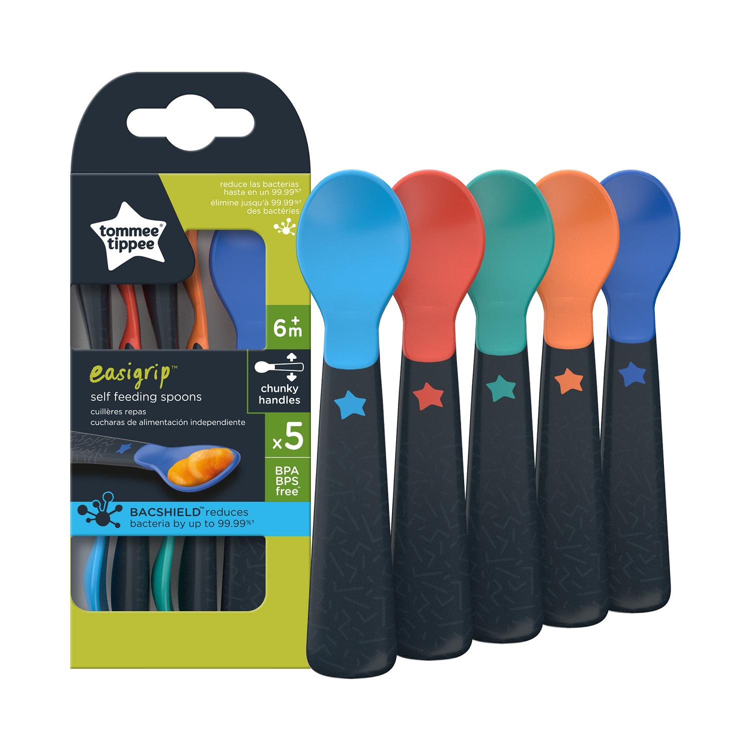 Tommee Tippee set 5 lingurite Easigrip 6m+, Multicolor 01 Imagine principală a produsului