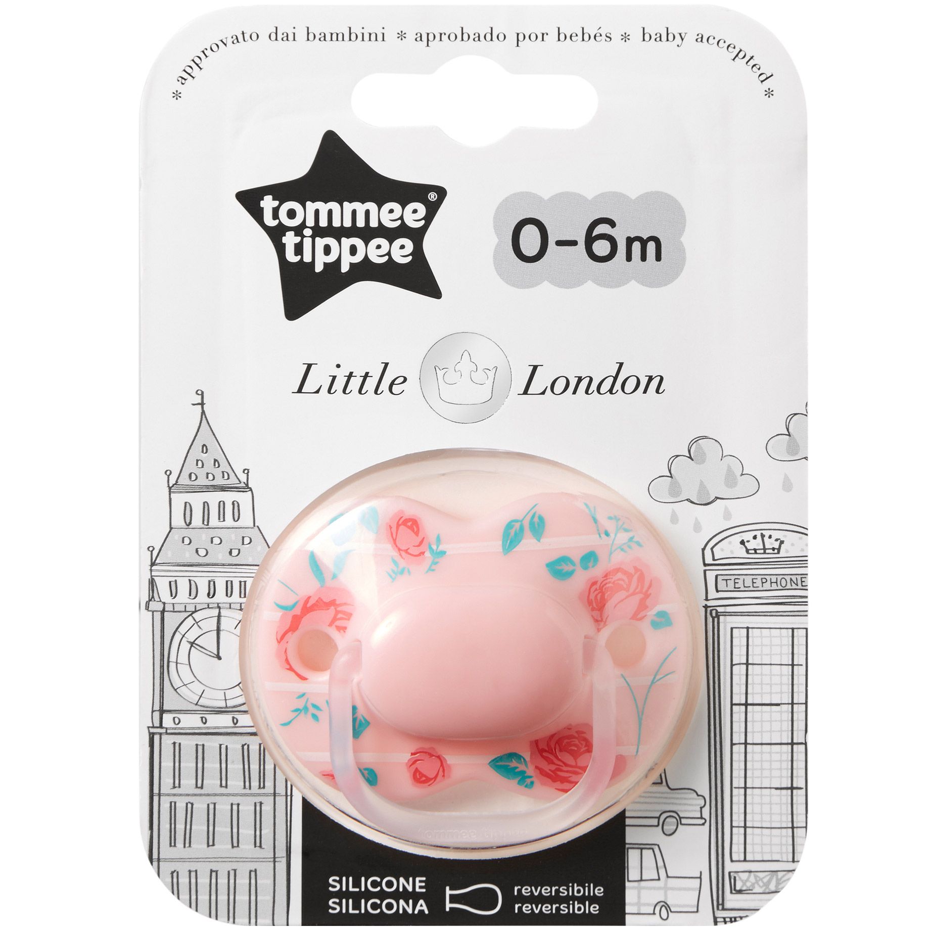 Tommee Tippee suzeta ortodontica Little London 0-6 luni 1 buc/set Roz 02