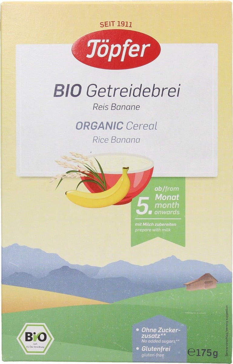 Topfer Bio Organic cereale cu orez si banane 5 luni+, 175 g