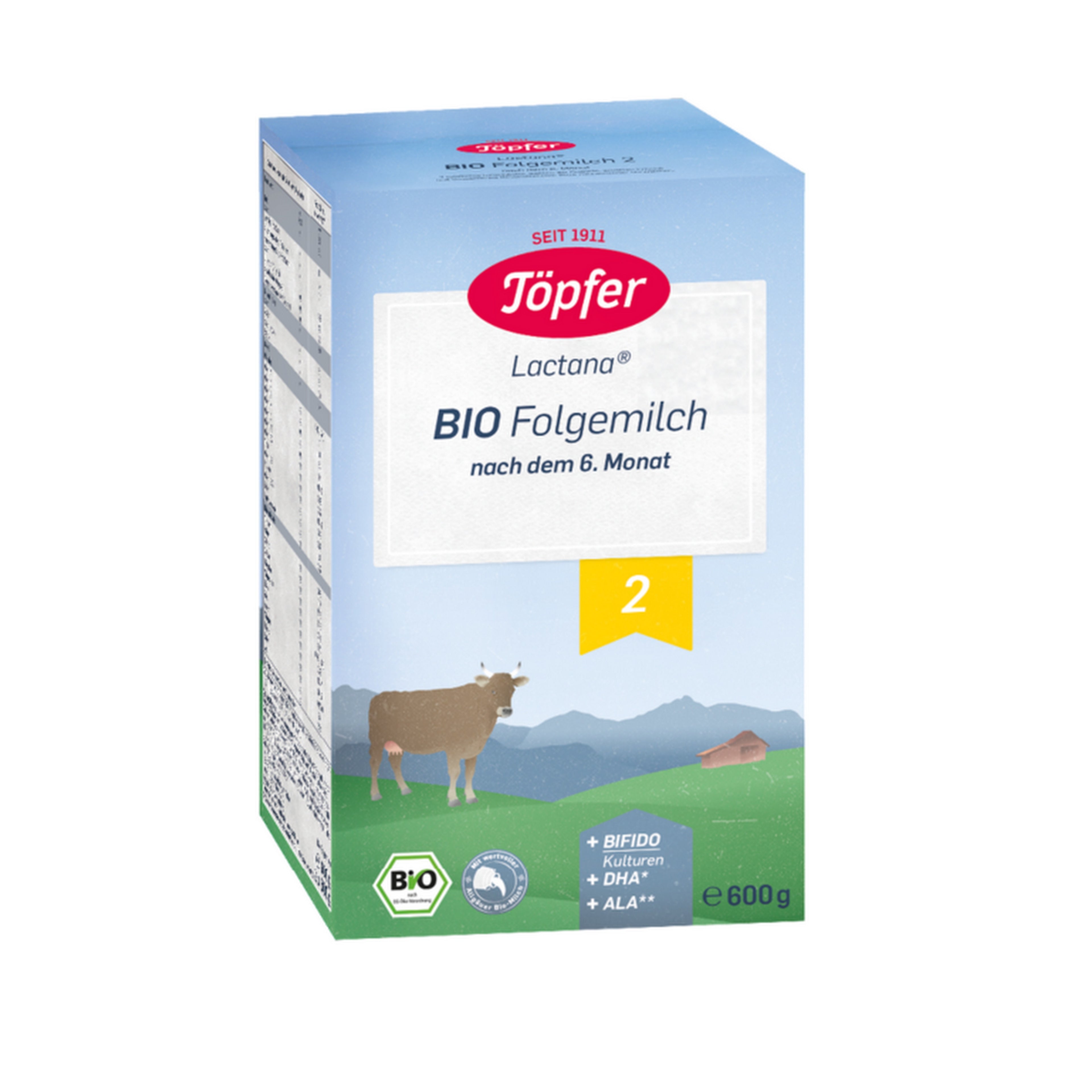 Topfer Lactana Bio2 lapte praf pentru 6 luni+, 600 g 