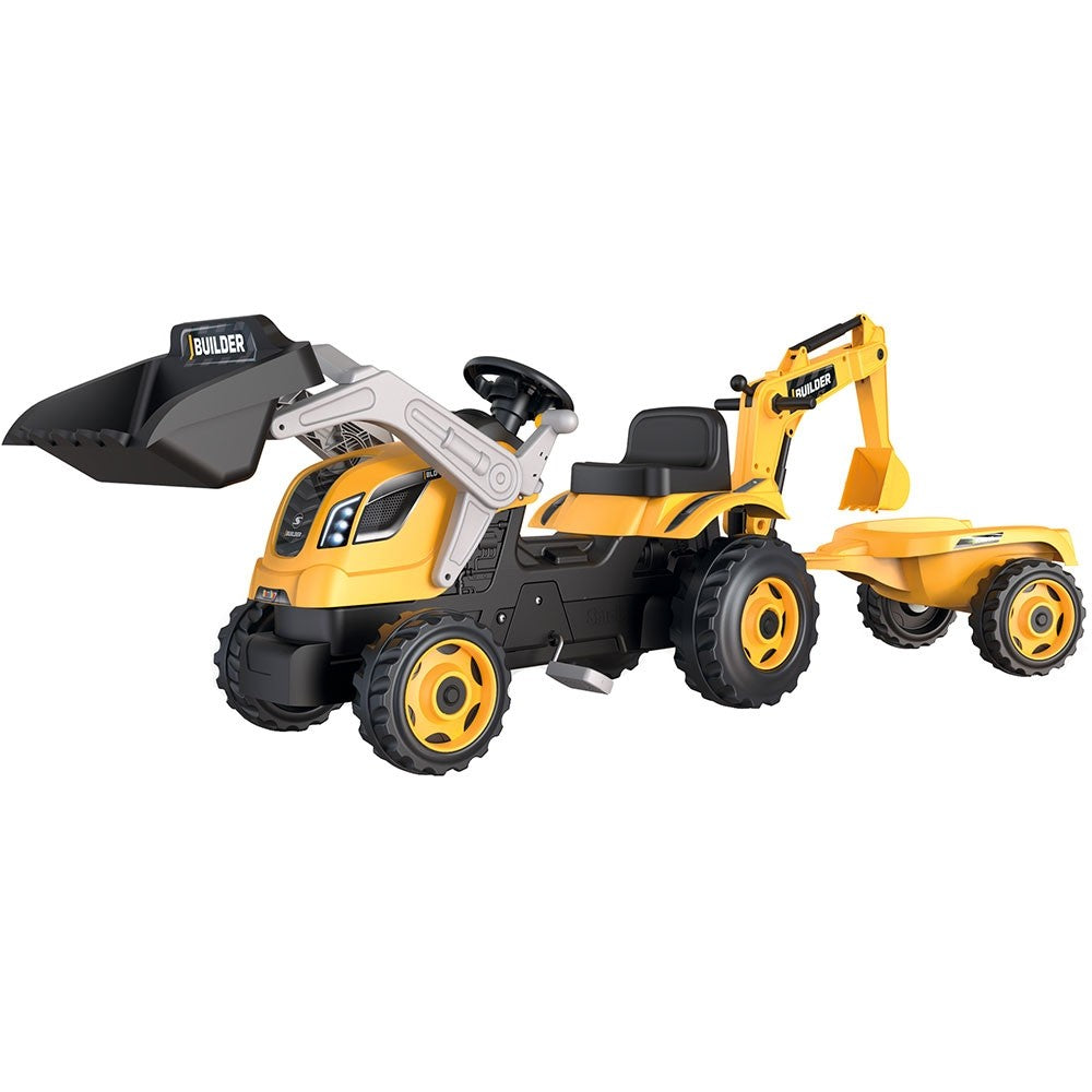 Smoby tractor cu pedale si remorca Builder Max 3 ani+ Galben