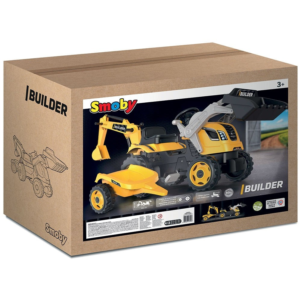 Smoby tractor cu pedale si remorca Builder Max 3 ani+ Galben