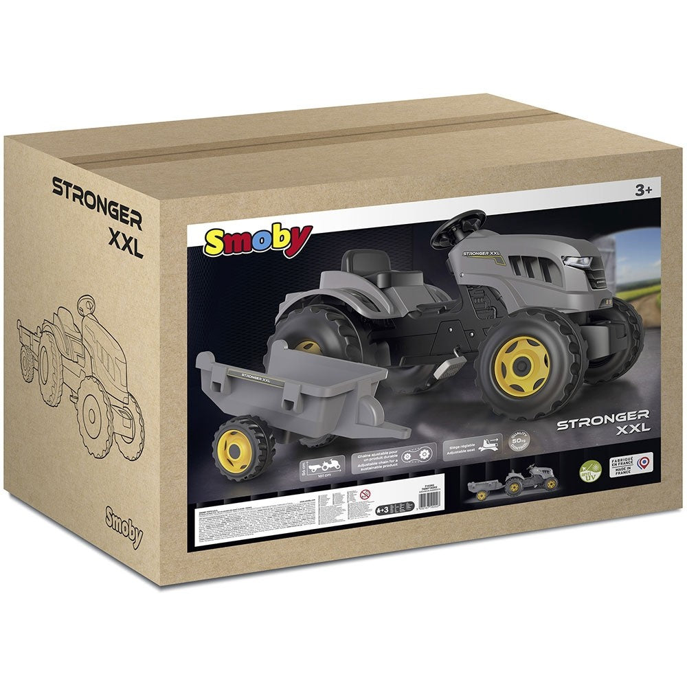 Smoby tractor cu pedale si remorca Stronger XXL 3 ani+ Gri