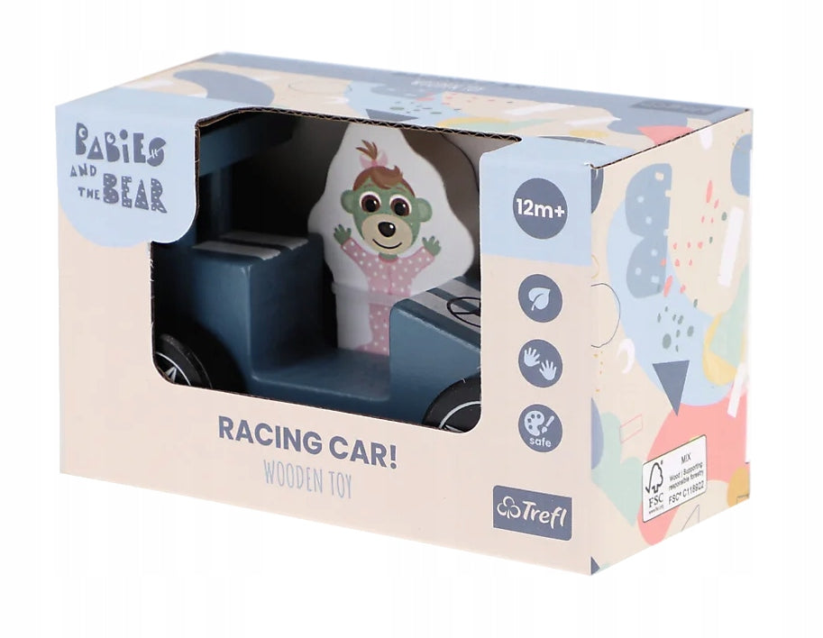 Trefl Wooden jucarie din lemn masinuta 12m+ Racing Car Blue