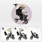 Momi tricicleta multifunctionala Ivi 3in1 cu scaun reversibil 9m+ Beige