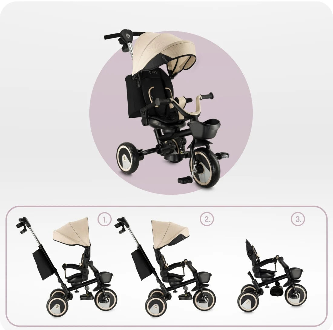 Momi tricicleta multifunctionala Ivi 3in1 cu scaun reversibil 9m+ Beige