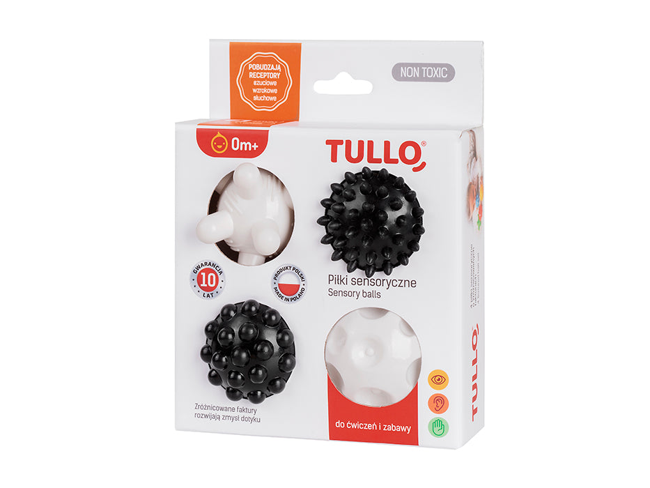 Tullo set de 4 bile senzoriale 0m+, Alb cu negru 461A 01 Imagine principală a produsului