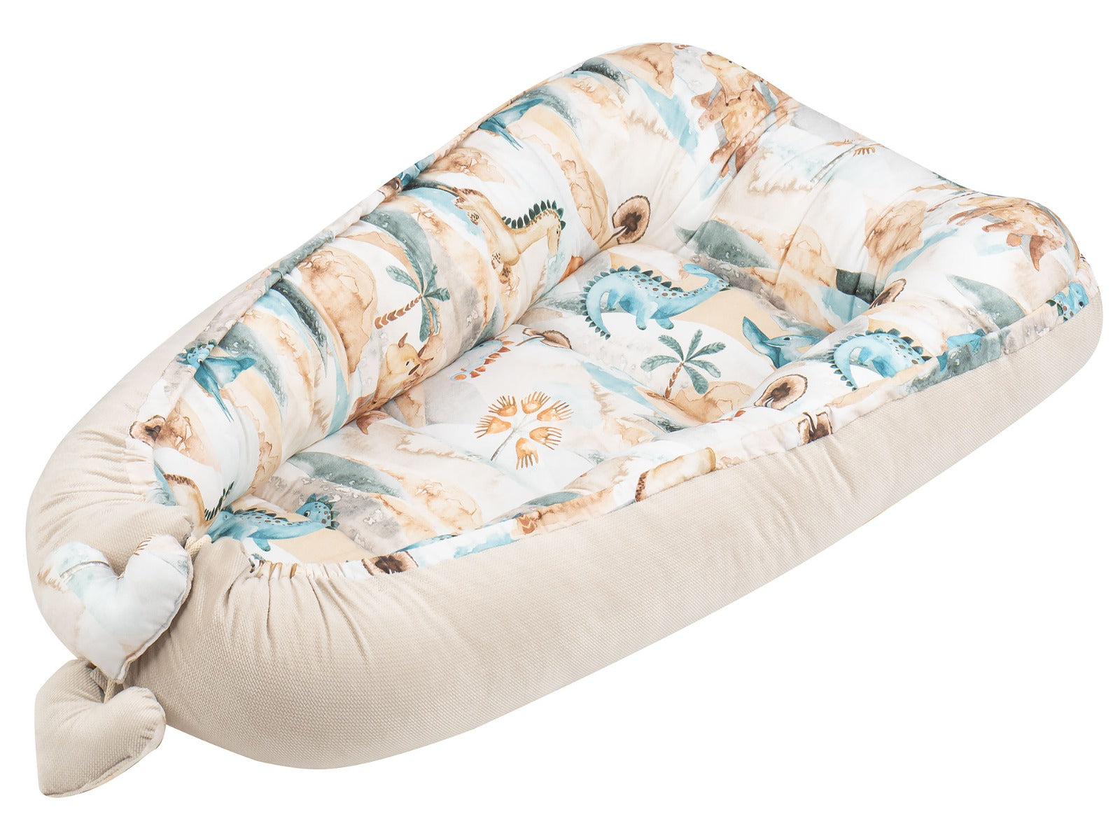 Tutto Lina cuib pentru bebelusi 0m+, Dino Beige Velvet