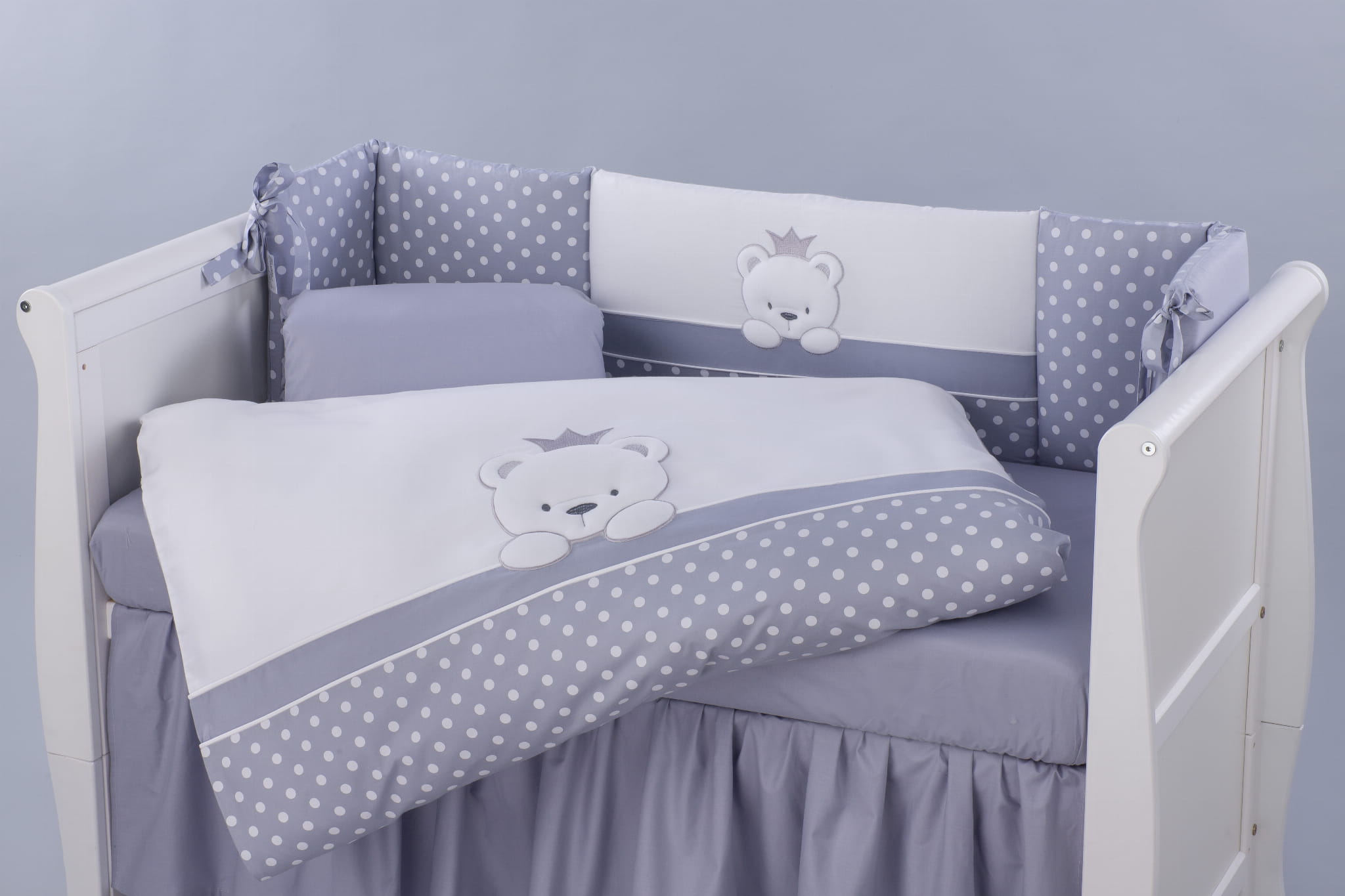Tutto Lina lenjerie de pat 7 piese Bear Crown, Grey dots