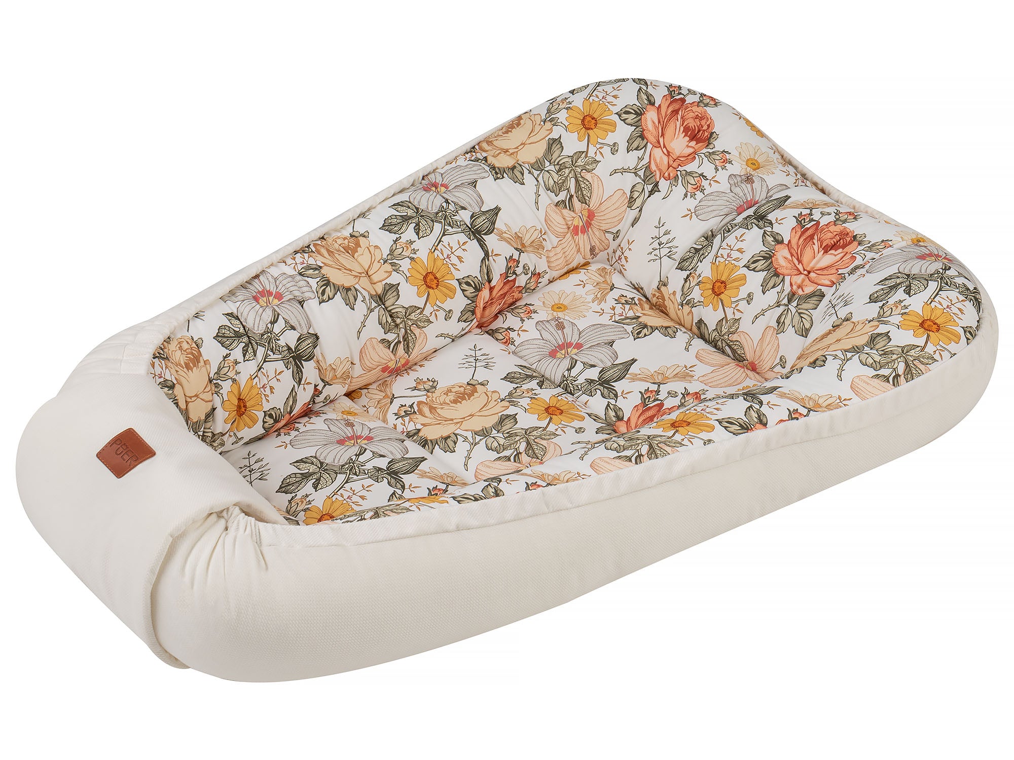 Tutto Lina cuib pentru bebelusi velur 0m+, Vintage flowers ecru