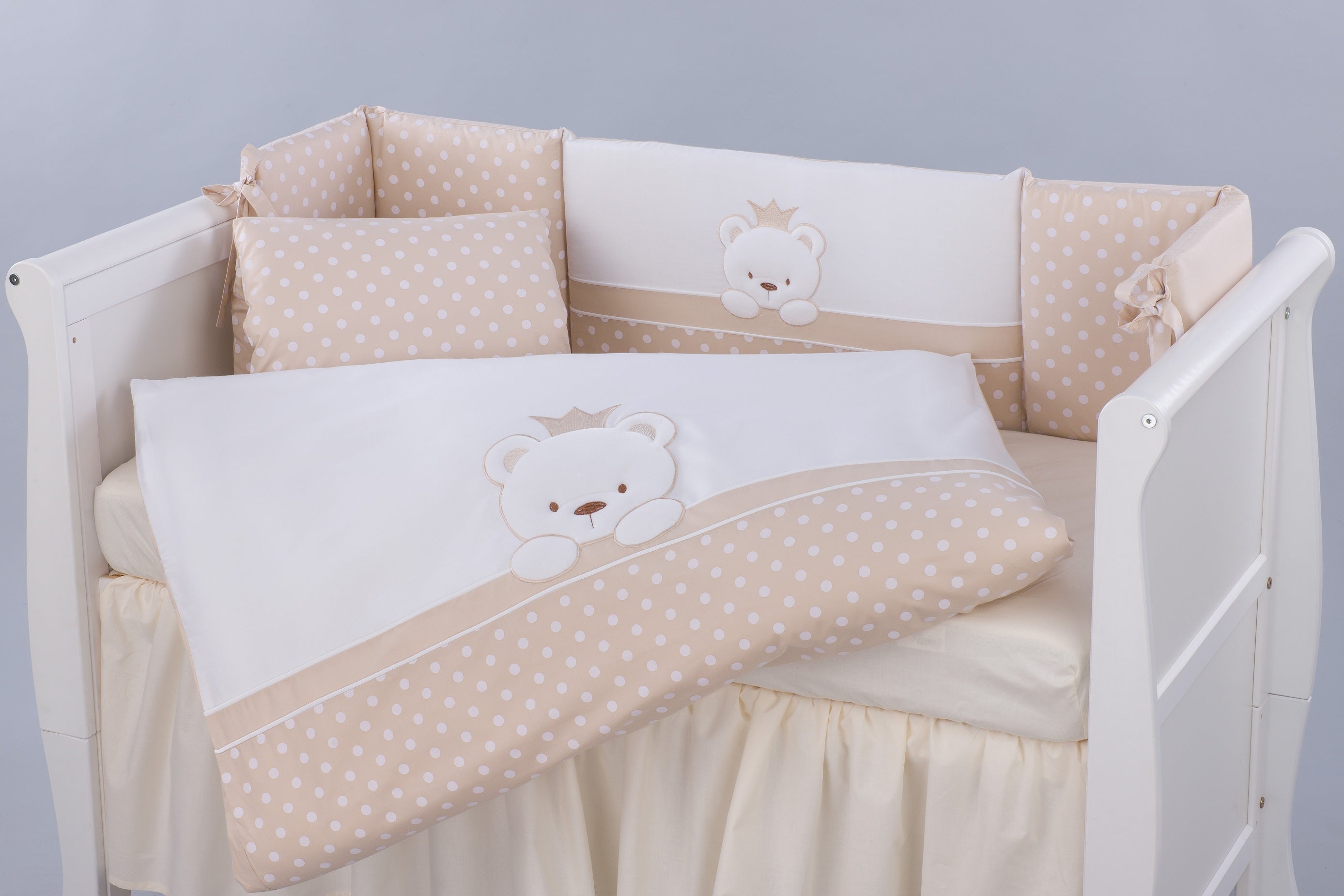 Tutto Lina lenjerie de pat 2 piese, Bear Crown Ecru Dots Imagine principală a produsului