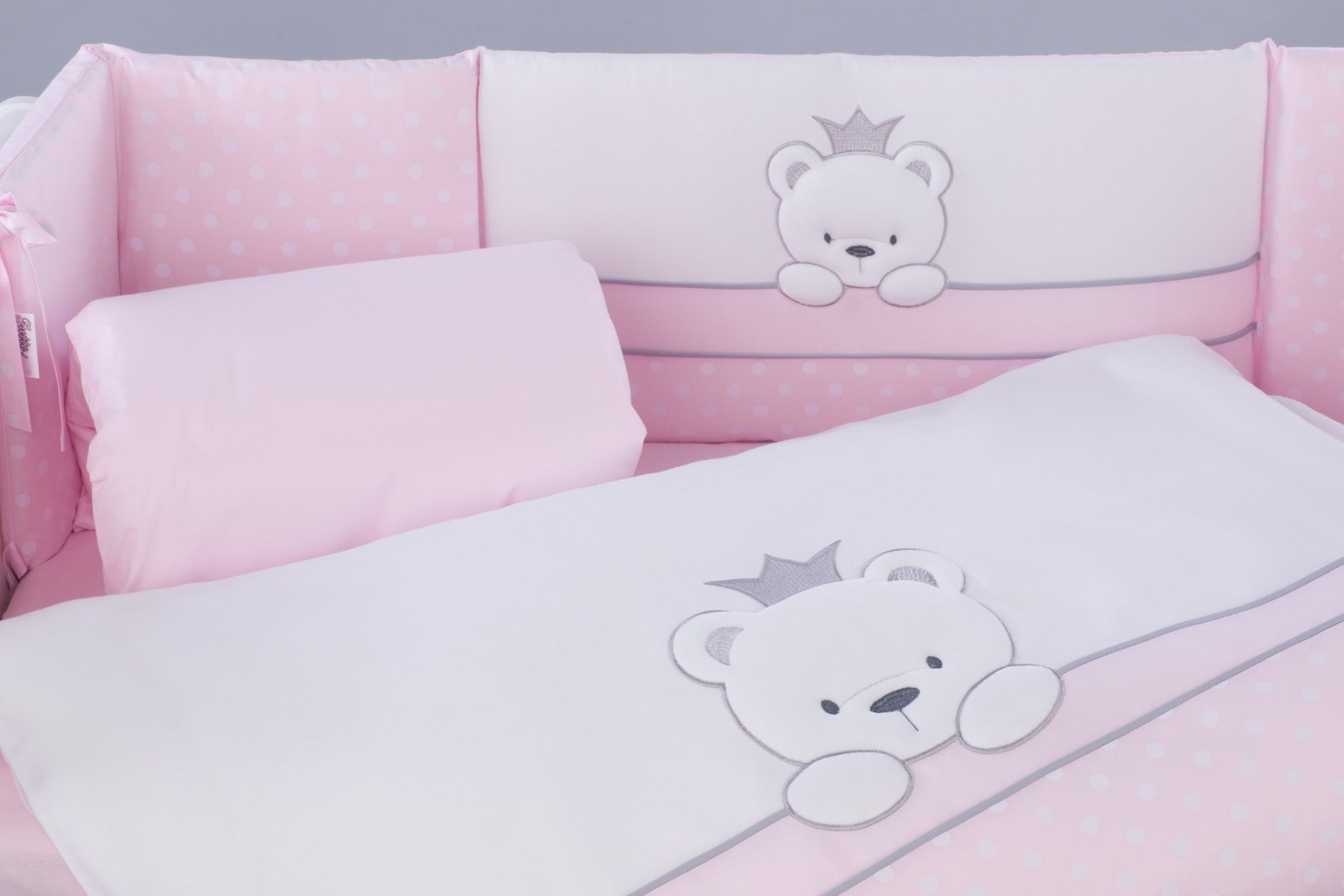 Tutto Lina lenjerie de pat Tusia 2 piese Bear Crown Pink 02