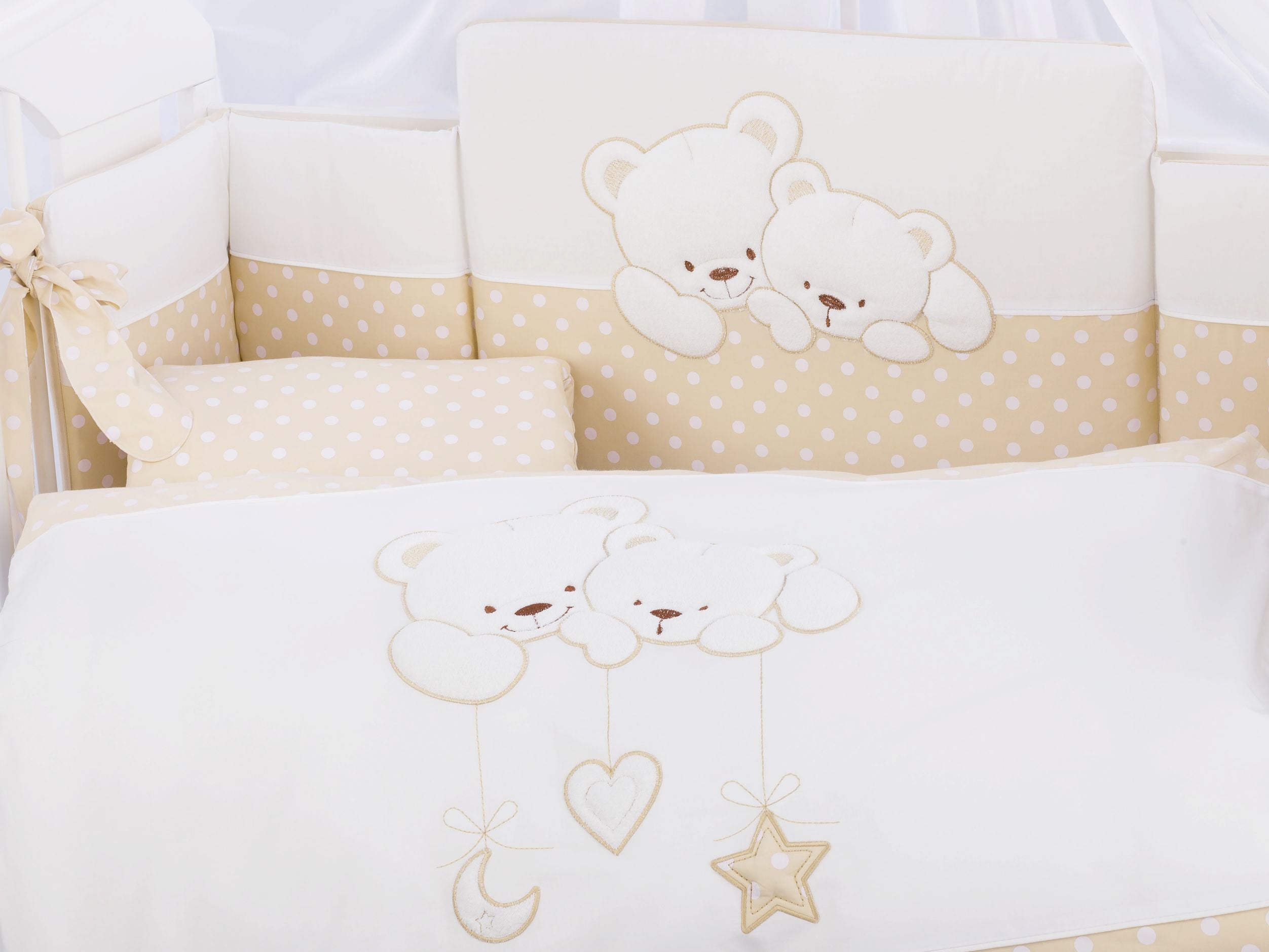 Tutto Lina lenjerie de pat 2 piese, Cuddle Bears Ecru Dots
