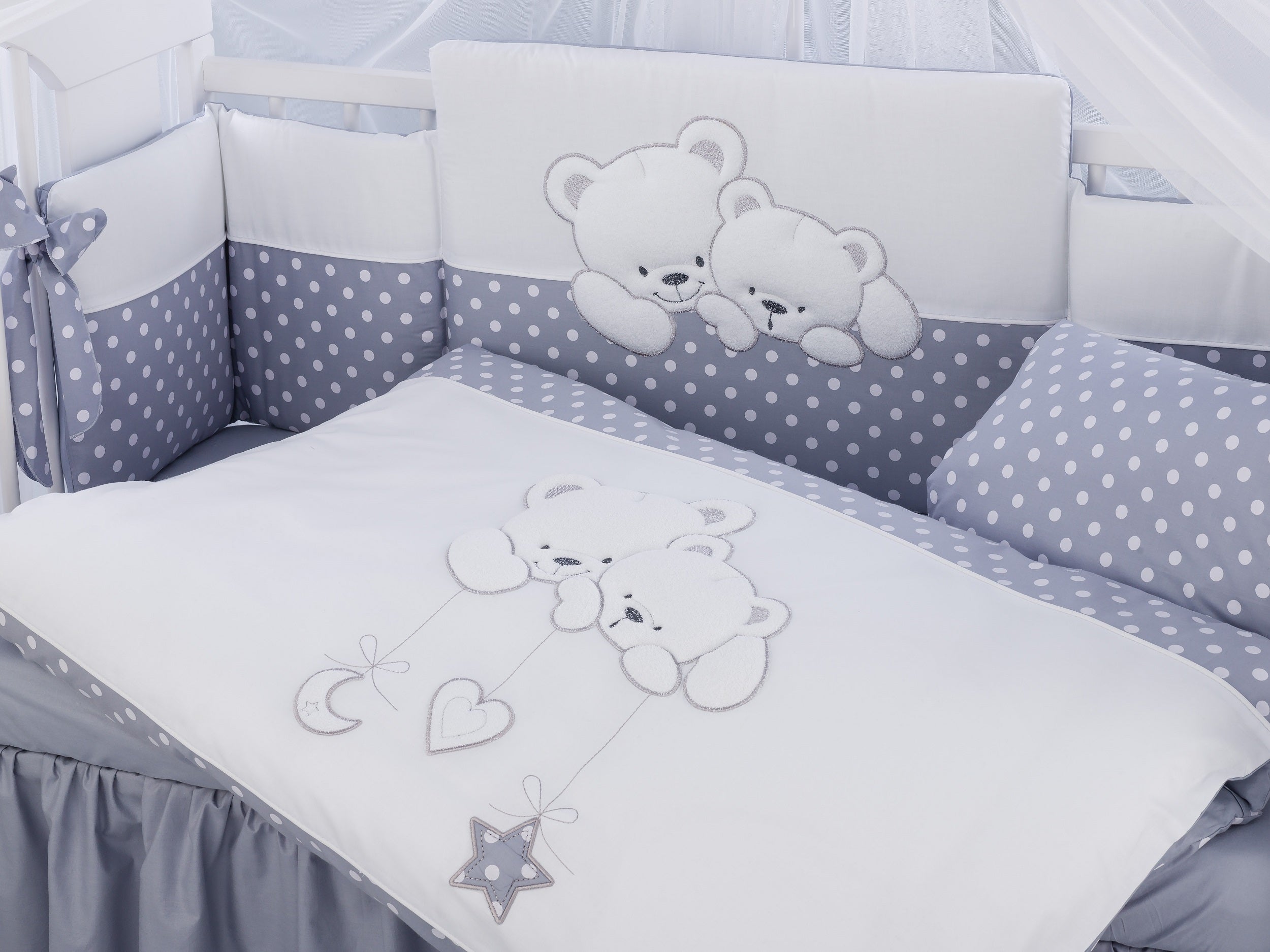 Tutto Lina lenjerie de pat 2 piese, Cuddle Bears Grey Dots