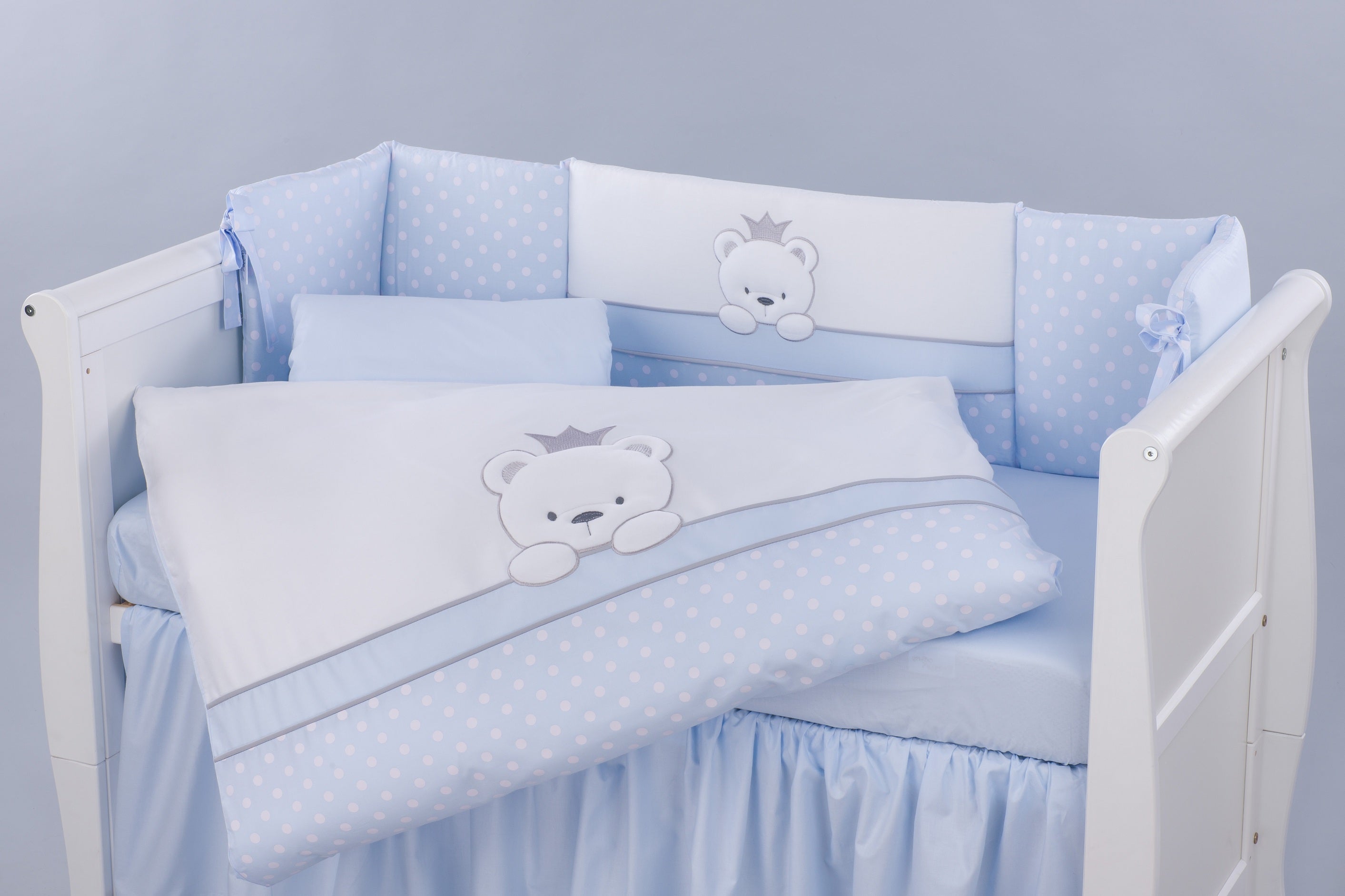 Tutto Lina lenjerie de pat 7 piese Bear Crown, Blue Dots Imagine principală a produsului