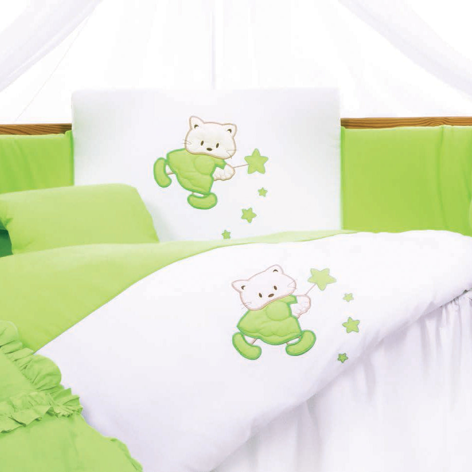 Tutto Lina Set lenjerie pat 4 piese Sweet Kitty mic - verde
