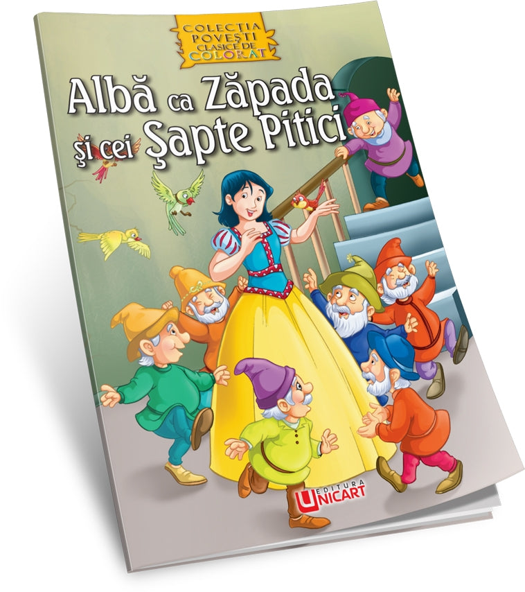 Unicart carte Povesti clasice de colorat 3 ani+ Alba ca Zapada si cei sapte pitici