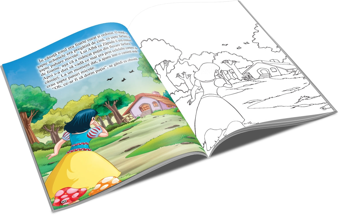 Unicart carte Povesti clasice de colorat 3 ani+ Alba ca Zapada si cei sapte pitici