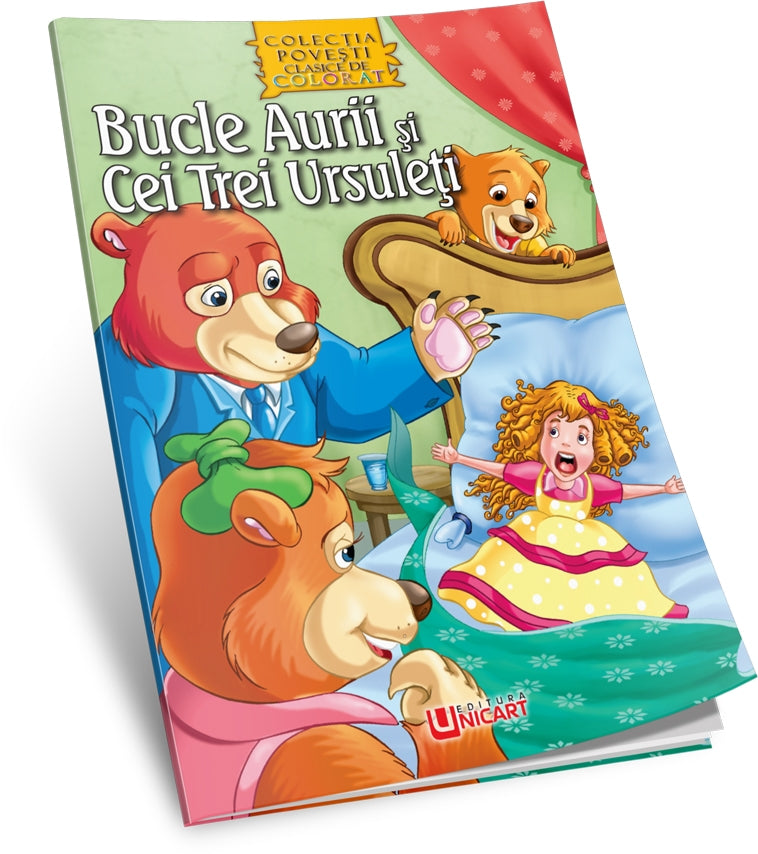 Unicart carte Povesti clasice de colorat 3 ani+ Bucle aurii si cei teri ursuleti