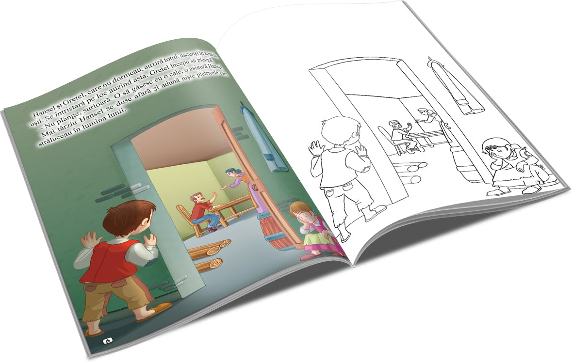 Unicart carte Povesti clasice de colorat 3 ani+ Hansel si Gretel